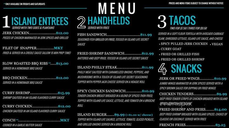 Island Life Cuisine - Orlando, FL menu_pic