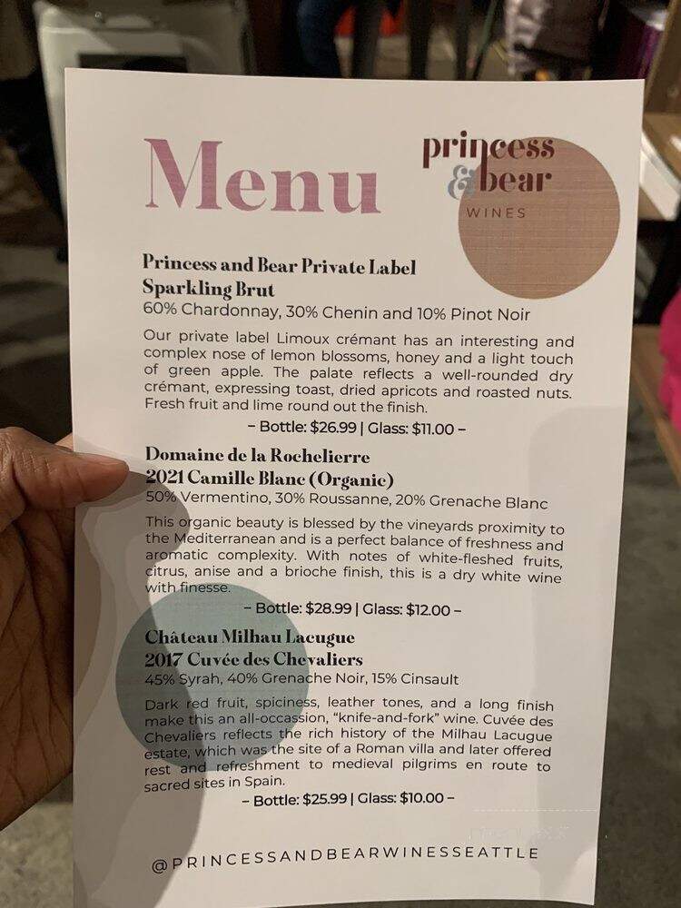The Princess and the Bear - Seattle, WA menu_pic