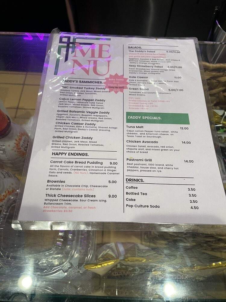 Zaddy's - Atlanta, GA menu_pic