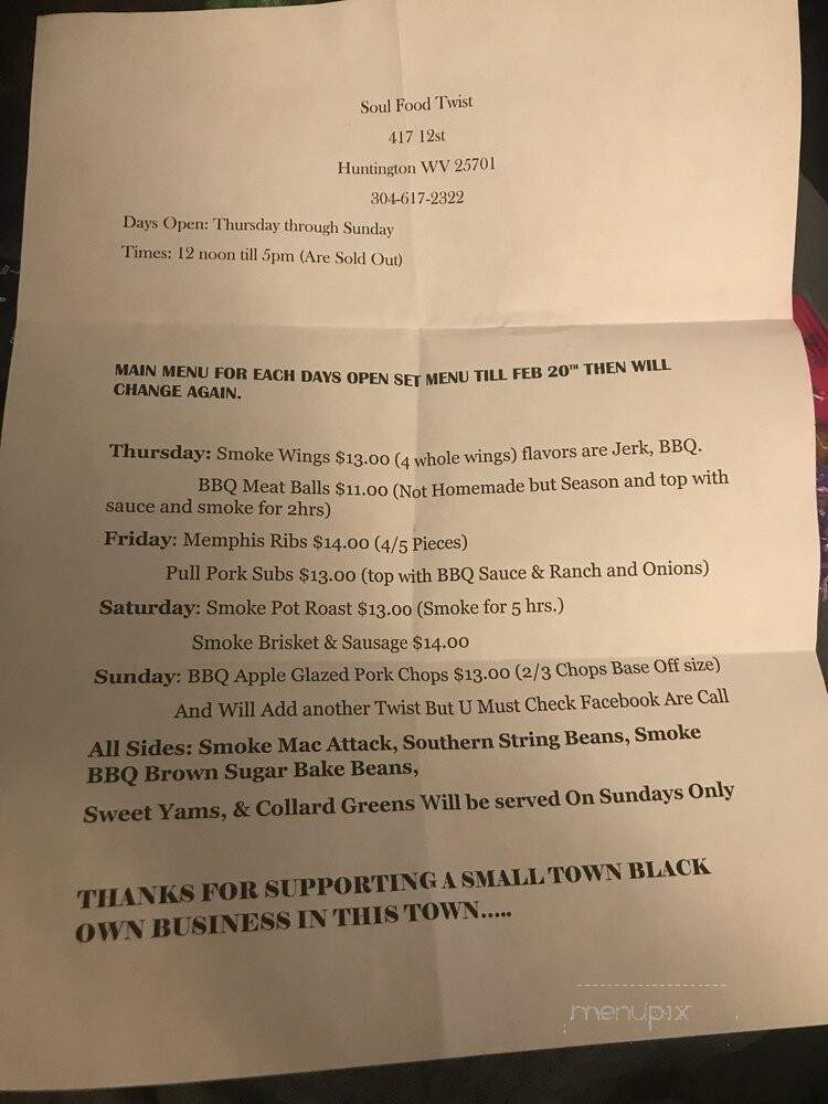Soul Food Twist - Huntington, WV menu_pic