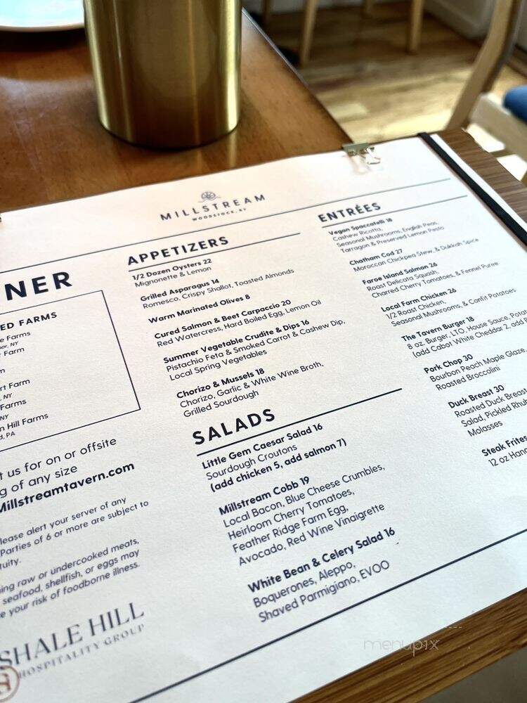 Millstream Tavern - Woodstock, NY menu_pic
