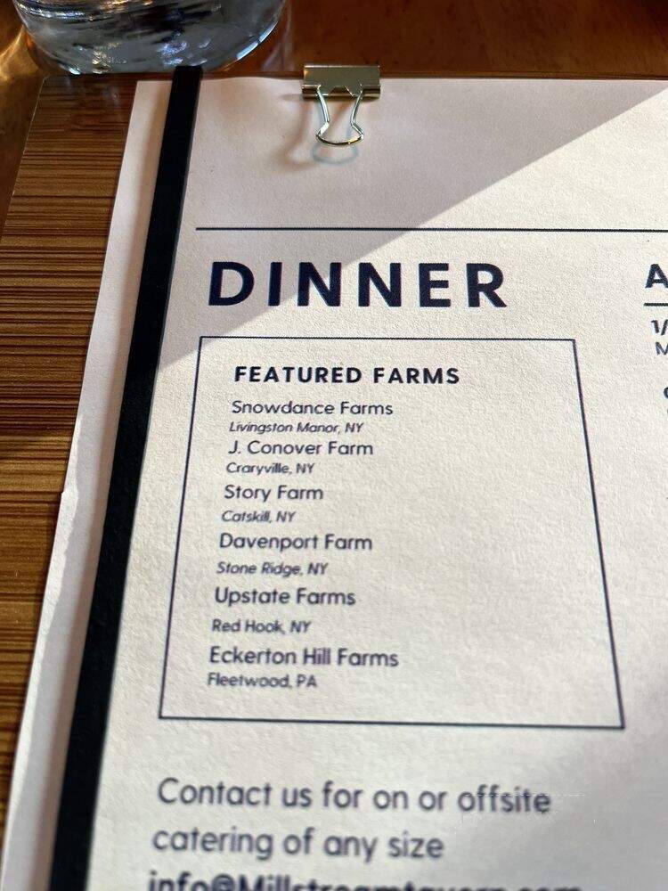 Millstream Tavern - Woodstock, NY menu_pic