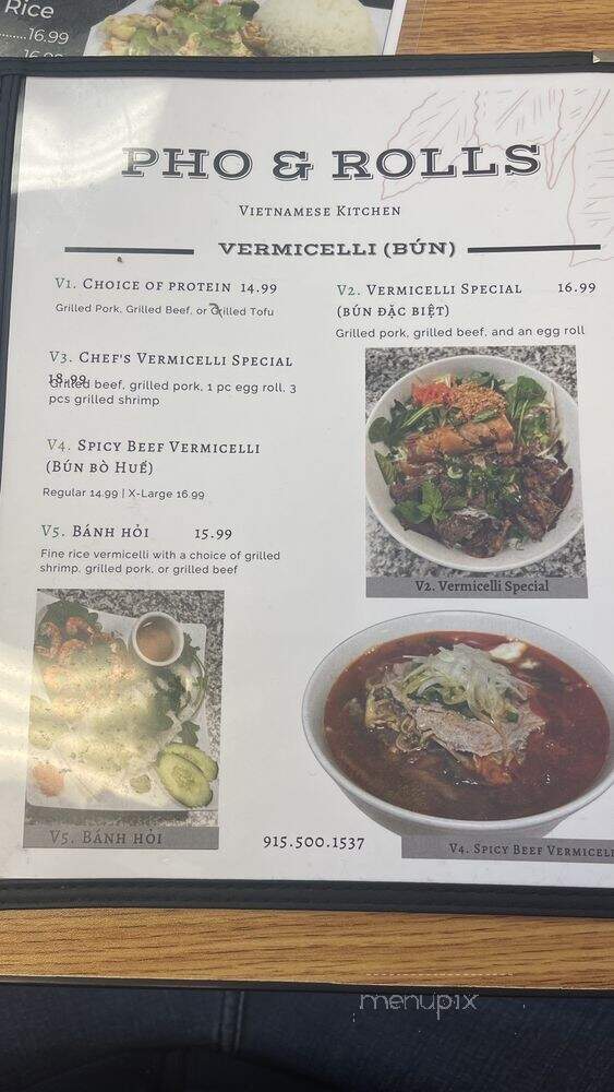 Pho & Rolls Vietnamese Kitchen - El Paso, TX menu_pic