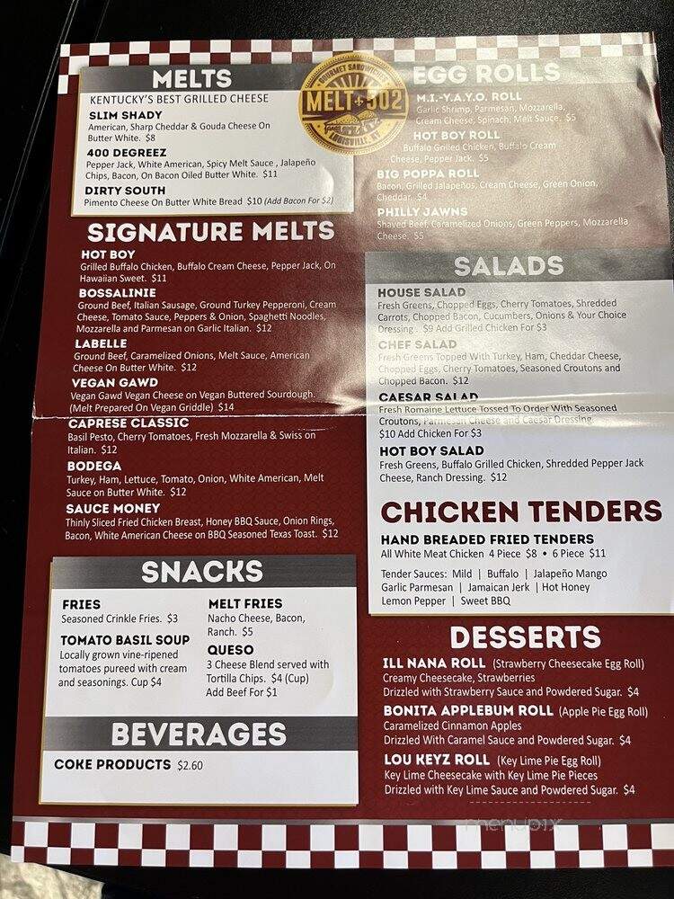 Melt 502 - Louisville, KY menu_pic