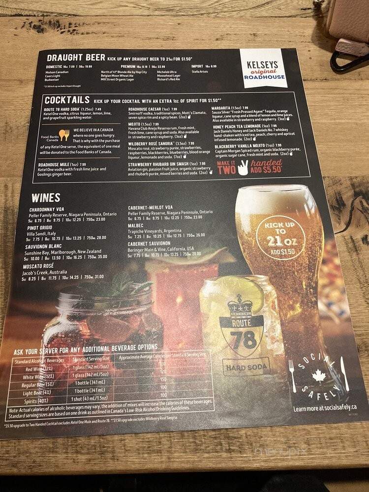 Kelseys - Mississauga, ON menu_pic