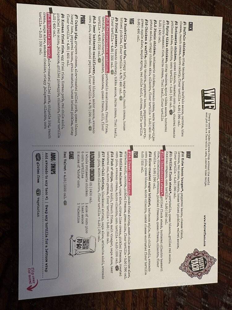 Velvet Taco - Nashville, TN menu_pic