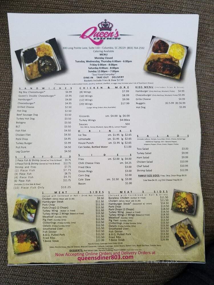 Queens Diner - Columbia, SC menu_pic