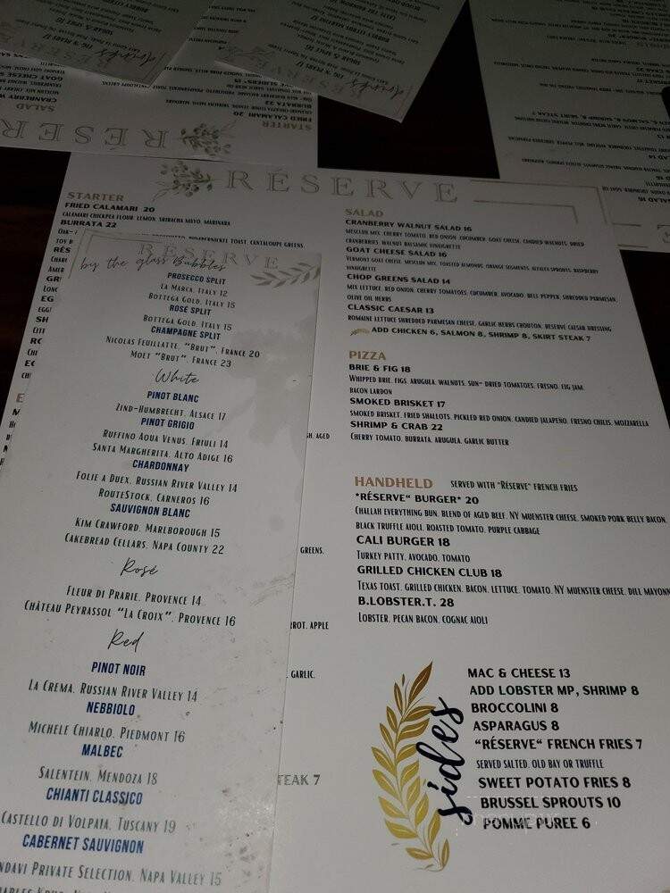 Reserve Restaurant - Huntington, NY menu_pic