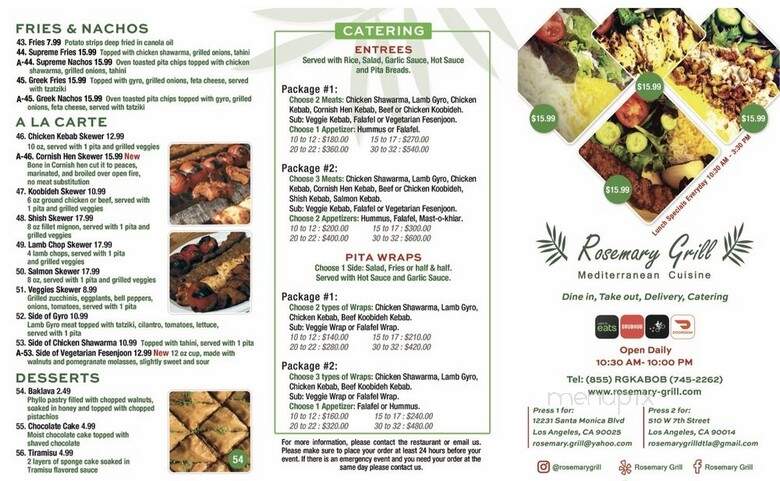 Rosemary Grill DTLA - Los Angeles, CA menu_pic