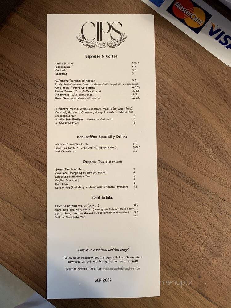 Cips Coffee Roasters - Suwanee, GA menu_pic