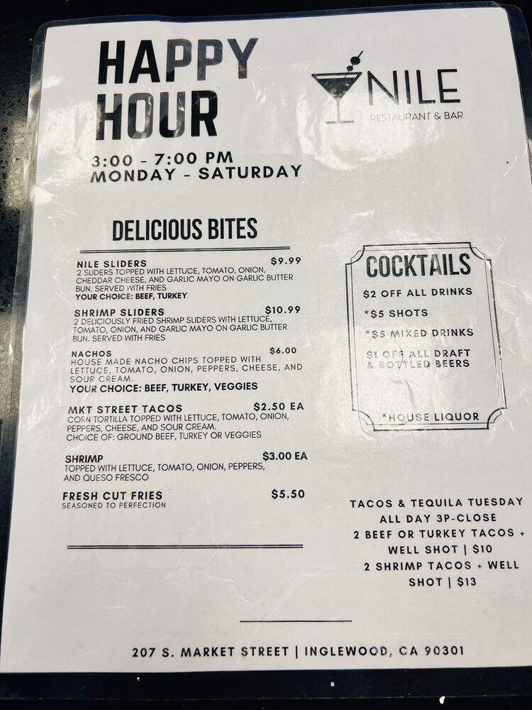 The Nile Bar - Inglewood, CA menu_pic