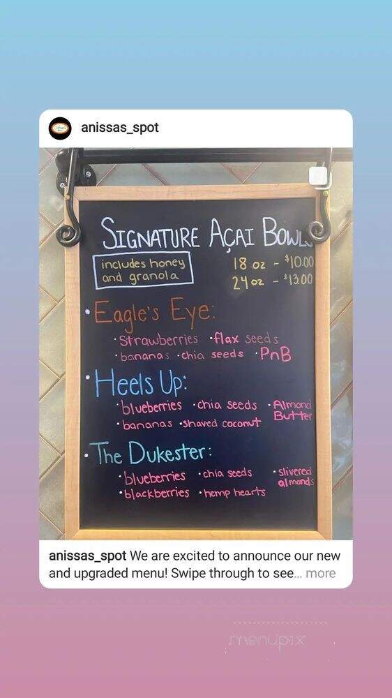 Anissa's Spot - Durham, NC menu_pic