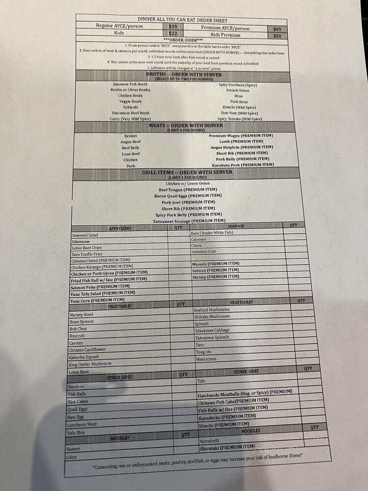 Yuzu Shabu & Grill - Pasadena, CA menu_pic