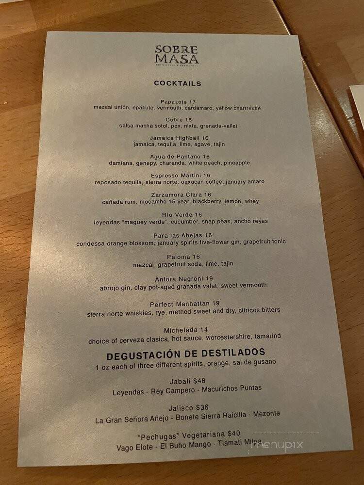 Sobre Masa - Brooklyn, NY menu_pic