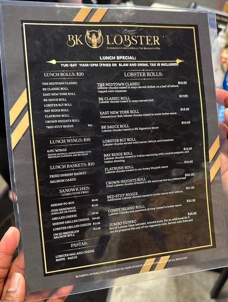 BK Lobster - Atlanta, GA menu_pic