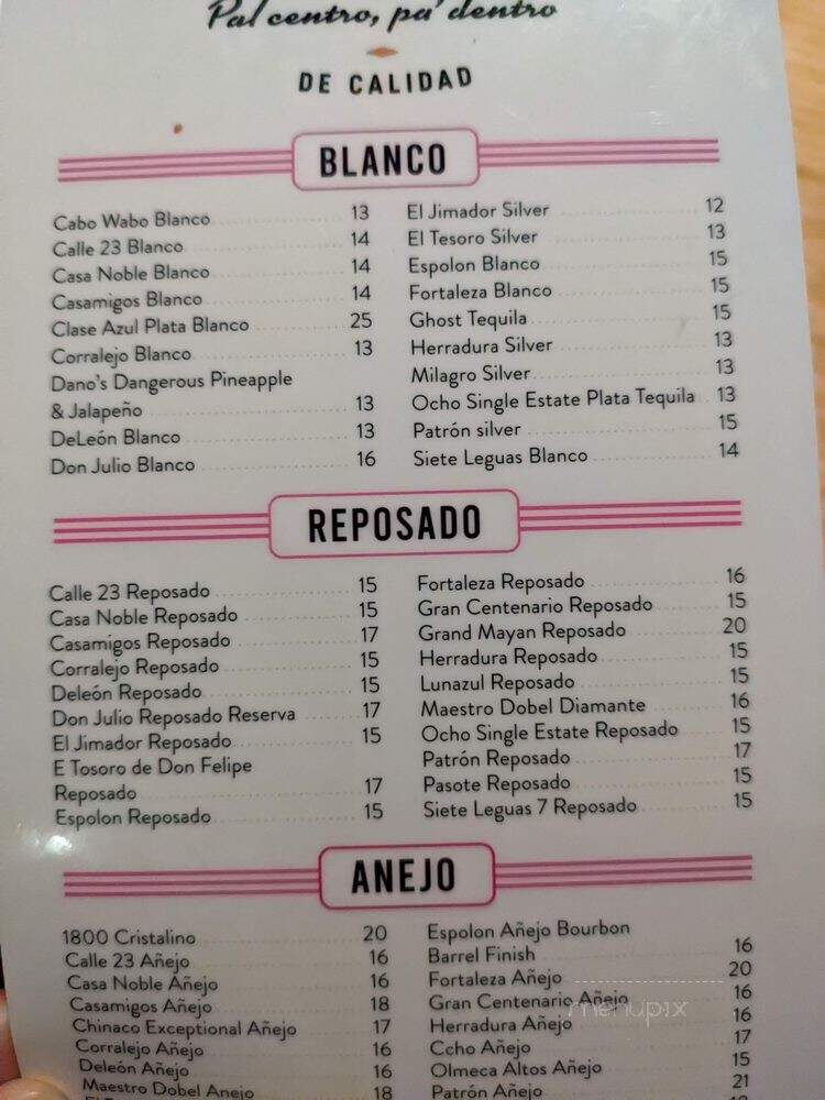 Mex Taqueria & Bar - Cambridge, MA menu_pic