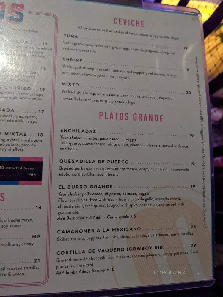 Mex Taqueria & Bar - Cambridge, MA menu_pic