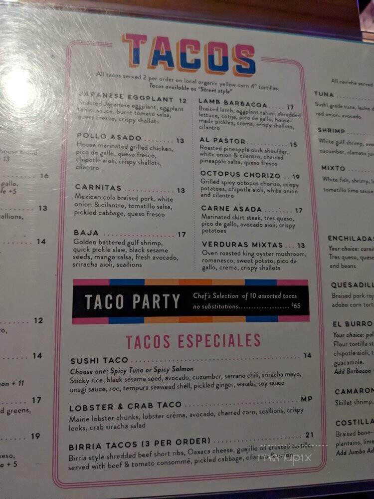 Mex Taqueria & Bar - Cambridge, MA menu_pic