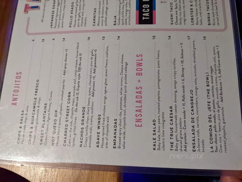 Mex Taqueria & Bar - Cambridge, MA menu_pic