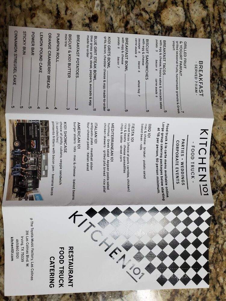 Kitchen 101 - Irving, TX menu_pic
