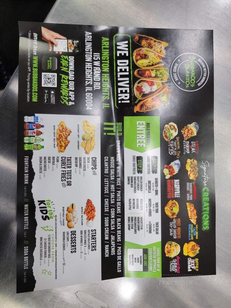 Bubbakoo's Burritos - Arlington Heights, IL menu_pic