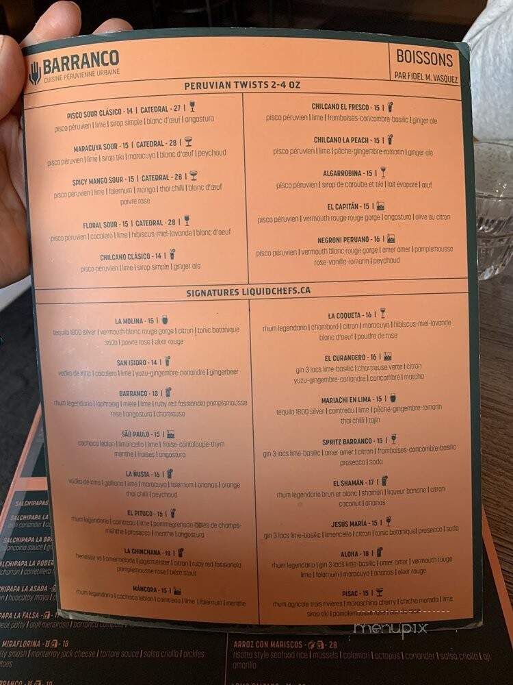 Barranco - Montreal, QC menu_pic