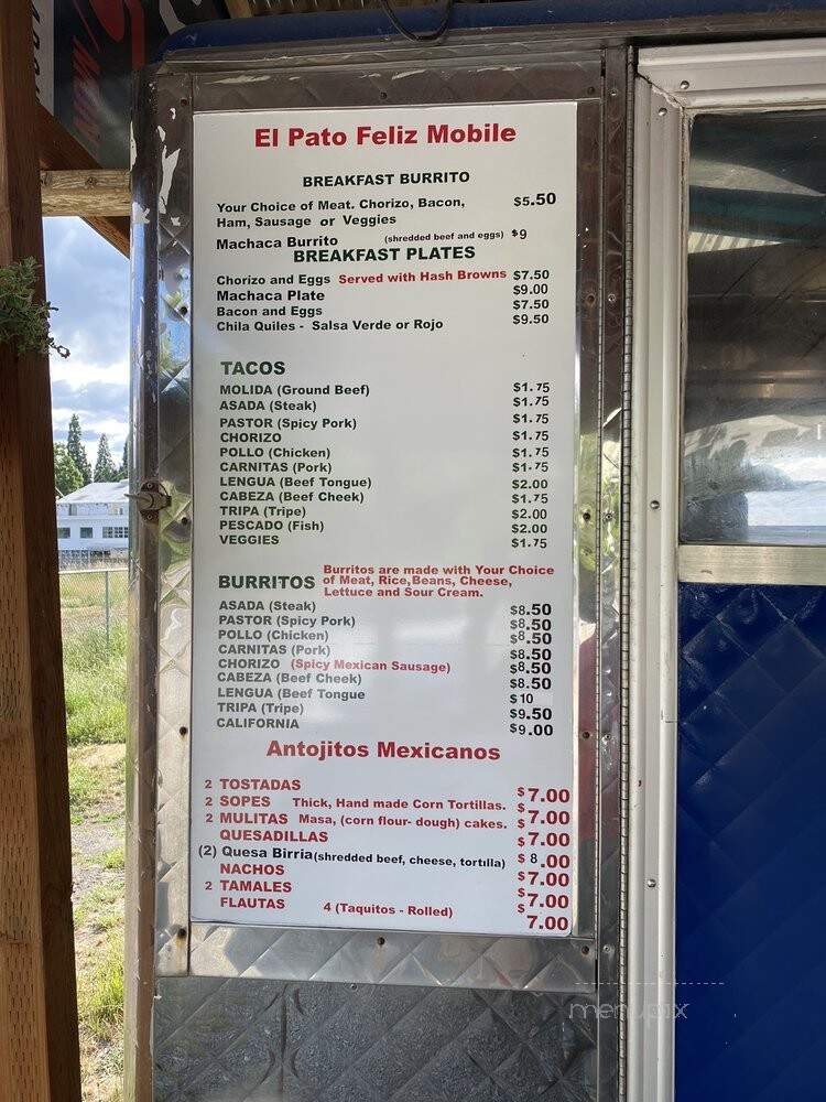 El Pato Feliz Mobil - Portland, OR menu_pic