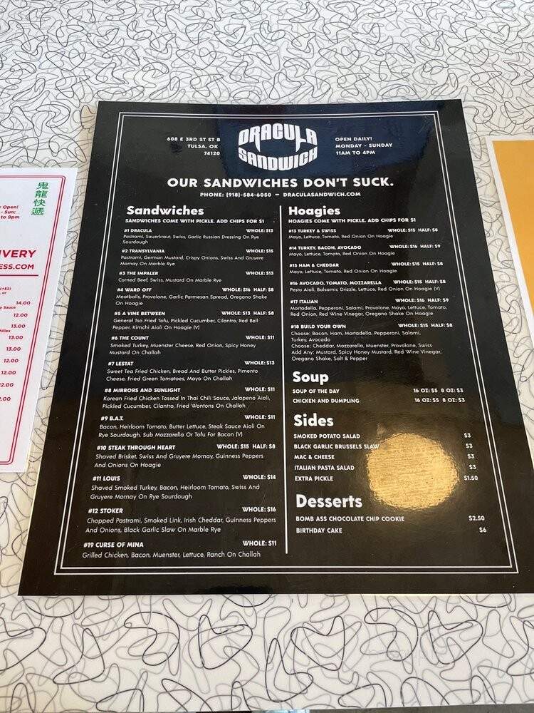 Dracula Sandwich - Tulsa, OK menu_pic
