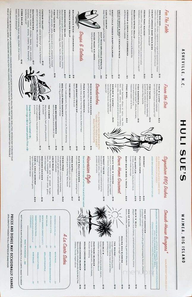 Huli Sue's - Asheville, NC menu_pic