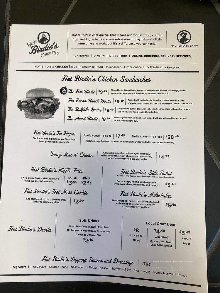 Hot Birdie's Chicken - Tallahassee, FL menu_pic
