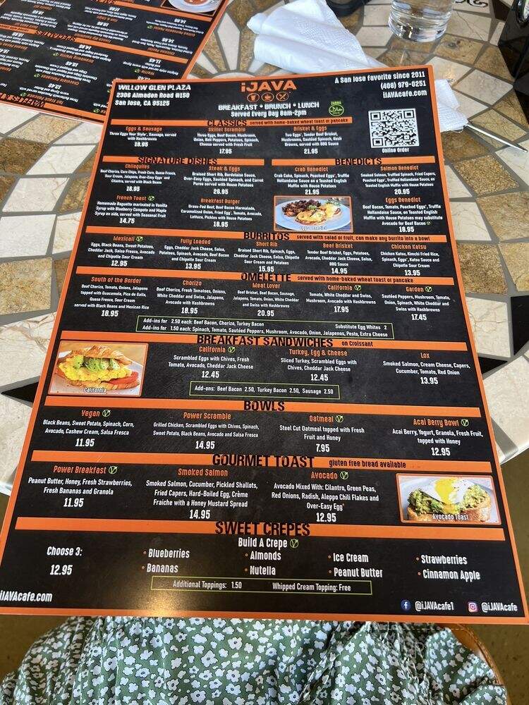 Ijava Cafe - San Jose, CA menu_pic