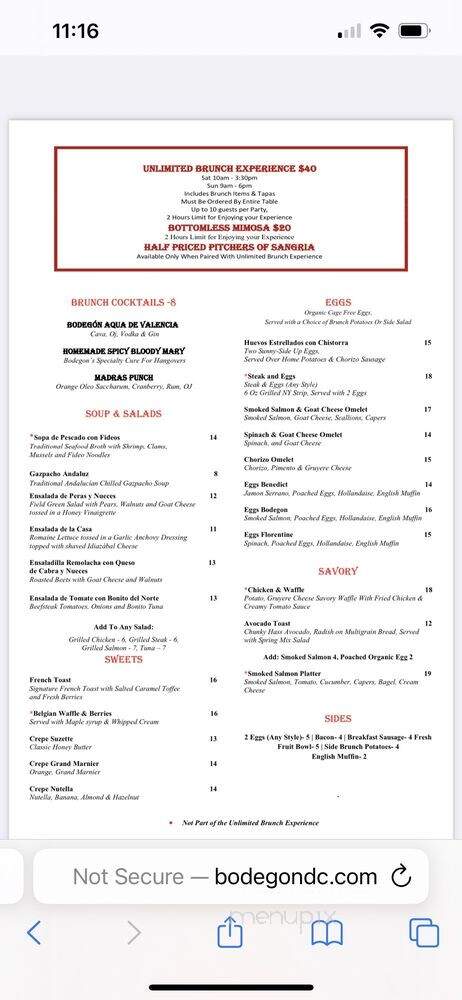 Bodegon Spanish Tapas - Washington, DC menu_pic