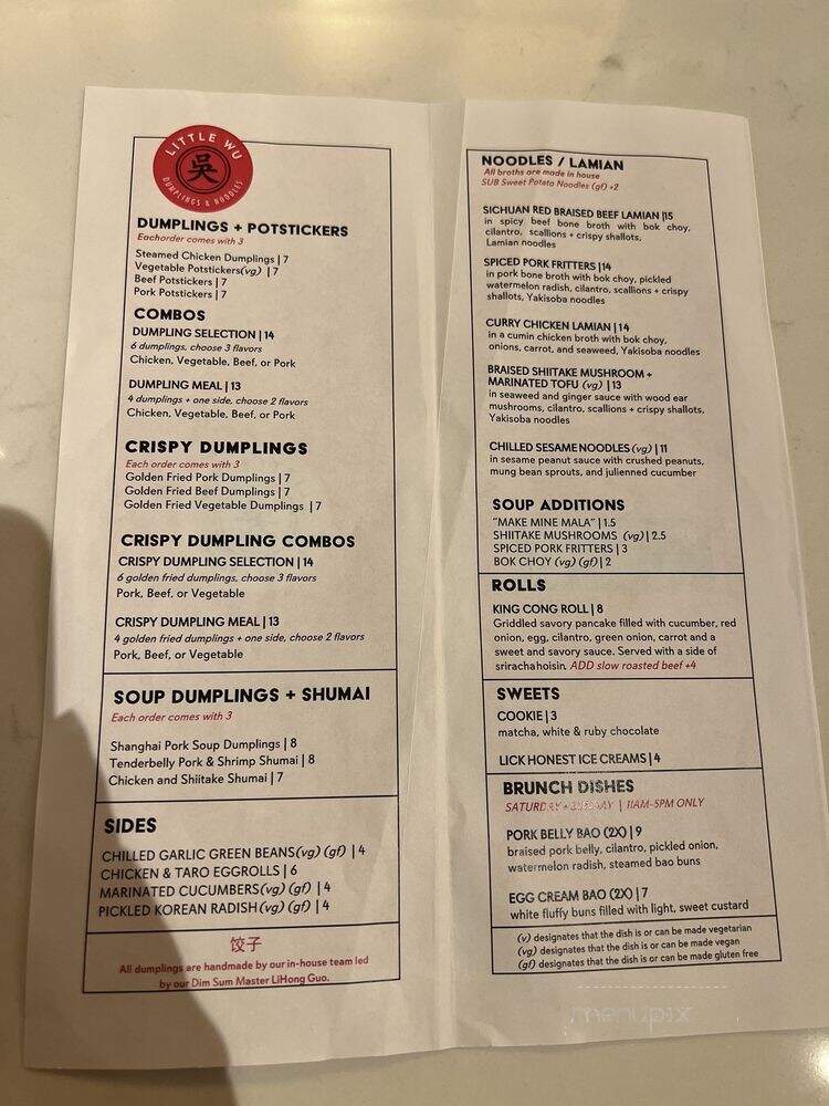 Little Wu - Austin, TX menu_pic