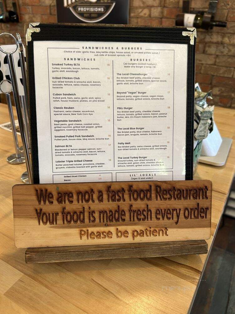 The Local Provisions - Temecula, CA menu_pic