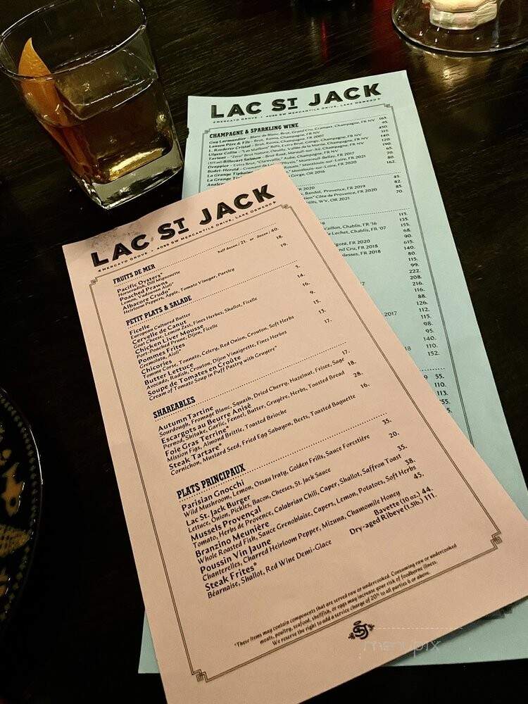 Lac St Jack - Lake Oswego, OR menu_pic