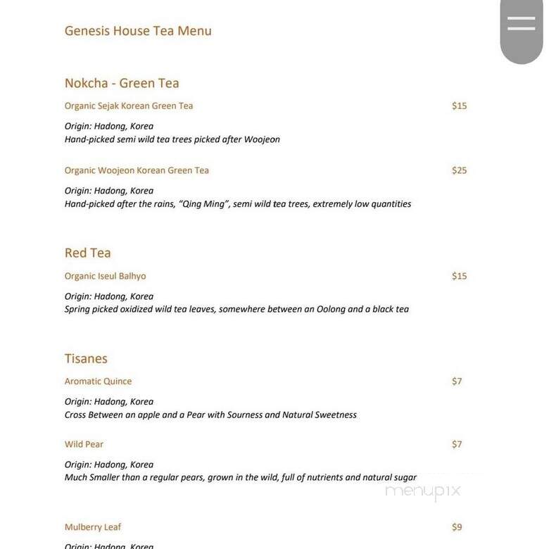 Genesis House - New York, NY menu_pic