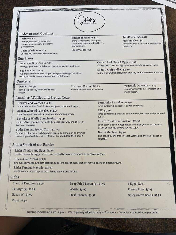 Slides - Manteca, CA menu_pic