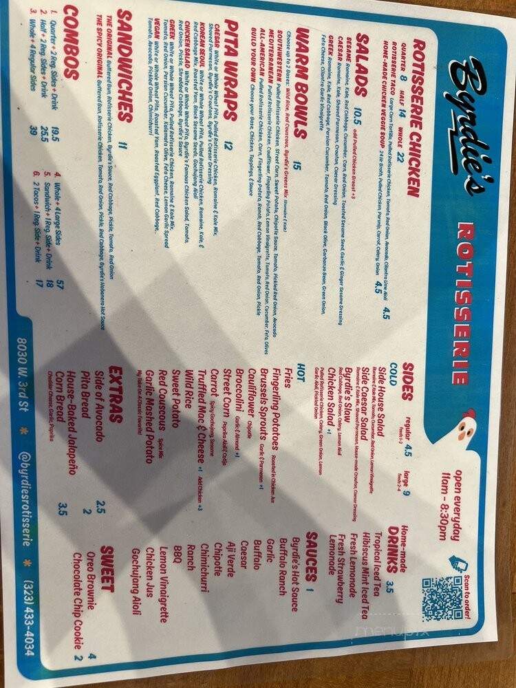 Byrdie's Rotisserie - Los Angeles, CA menu_pic