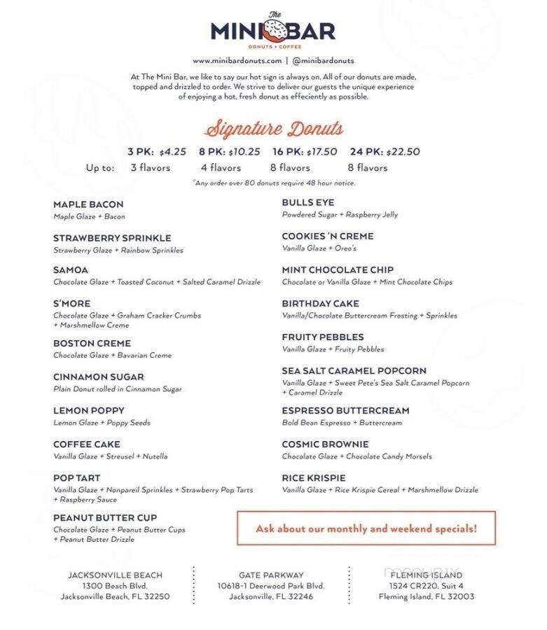 The Mini Bar - Fleming Island, FL menu_pic