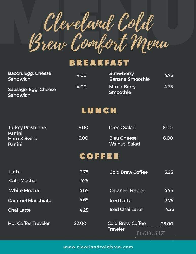 Cleveland Cold Brew Coffee & Cafe - Cleveland, OH menu_pic
