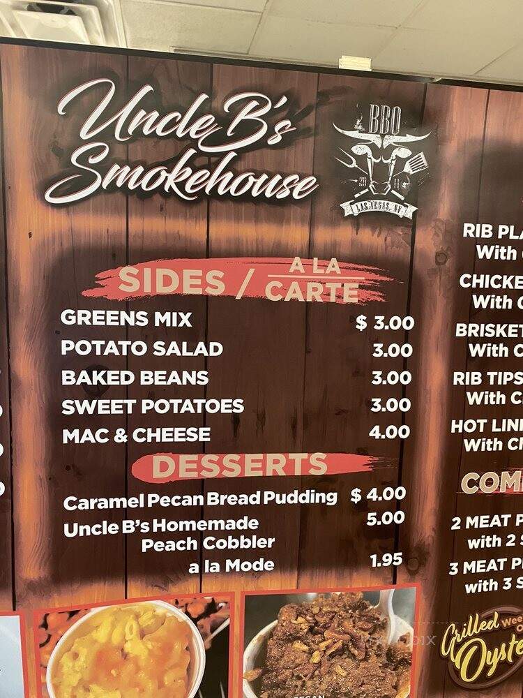 Uncle B's Smokehouse BBQ - Las Vegas, NV menu_pic