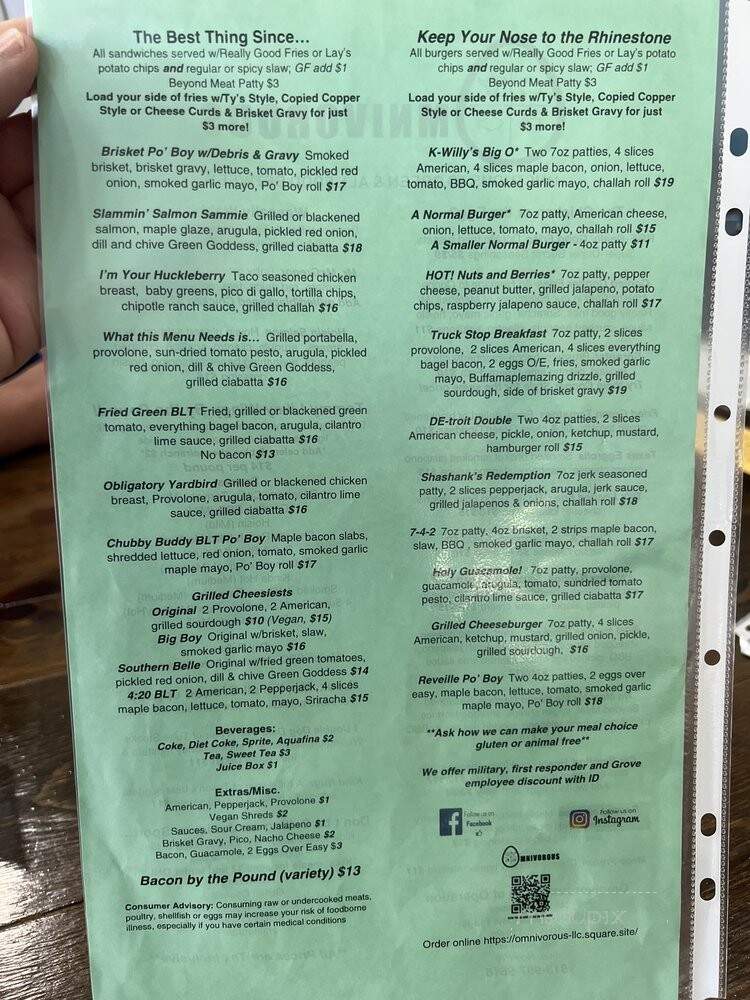 Omnivorous - Zephyrhills, FL menu_pic