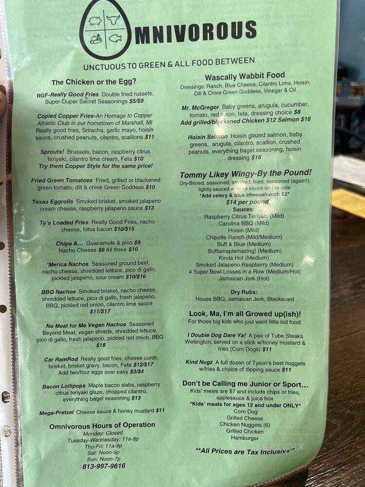 Omnivorous - Zephyrhills, FL menu_pic