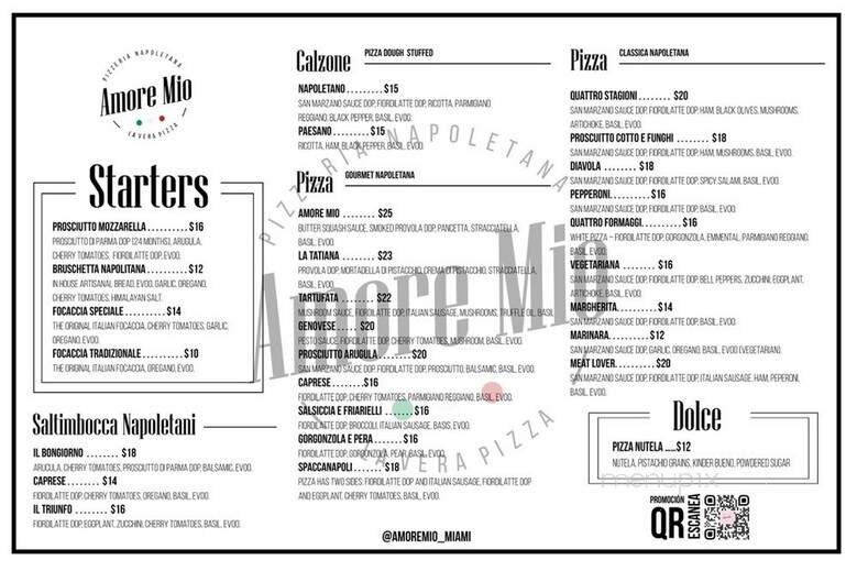 Amore Mio Pizzeria Napoletana - Miami, FL menu_pic
