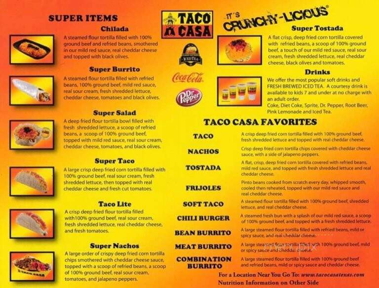 Taco Casa - Edgecliff Village, TX menu_pic