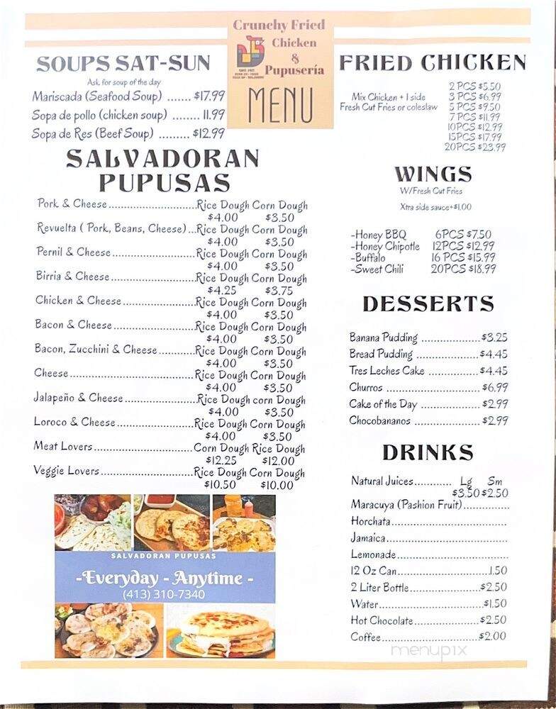 Crunchy Fried Chicken & Pizza - Springfield, MA menu_pic