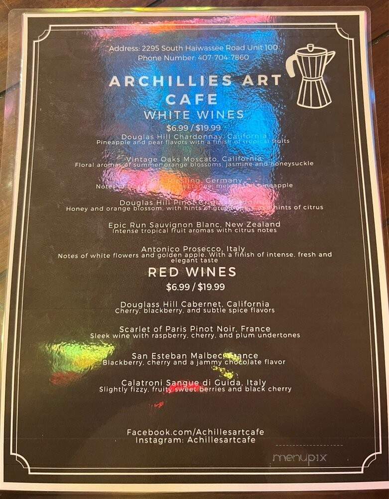 Achilles Art Cafe - Orlando, FL menu_pic