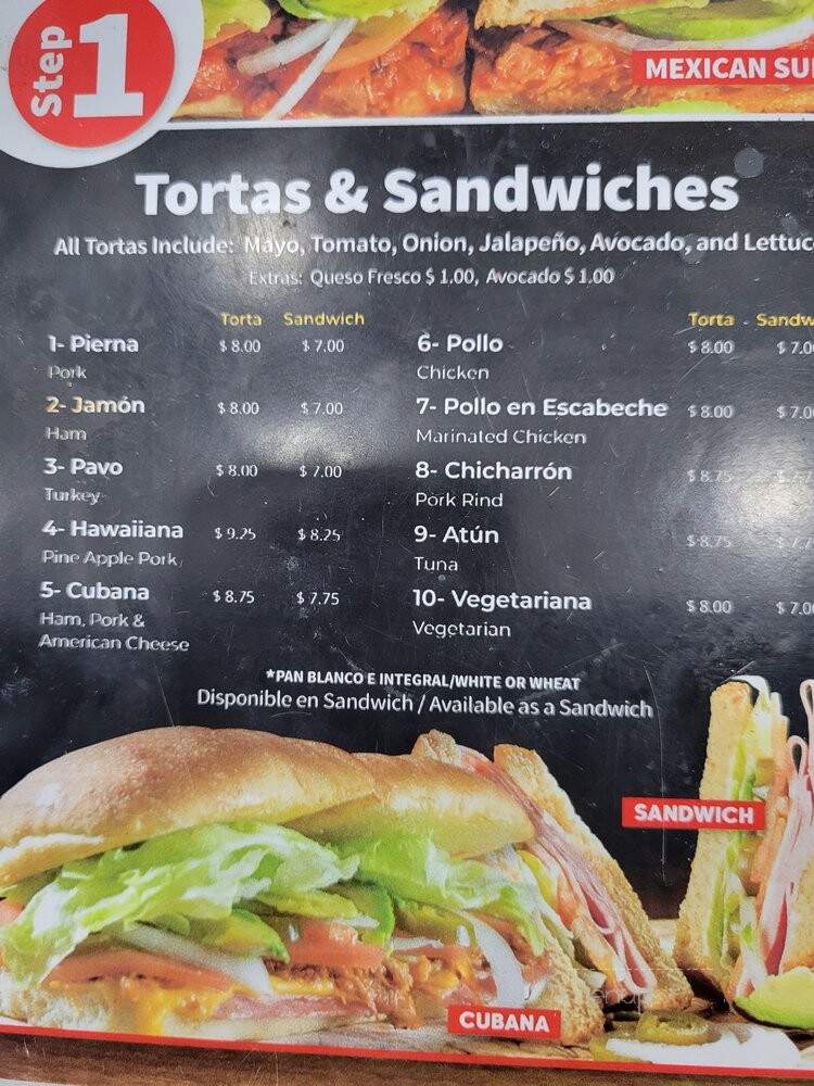 Tortas Manantial - Avondale, AZ menu_pic