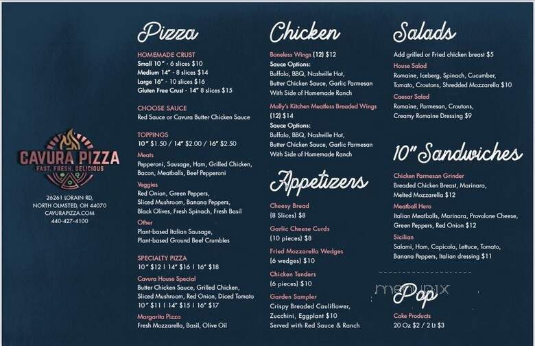 Cavura pizza - North Olmsted, OH menu_pic