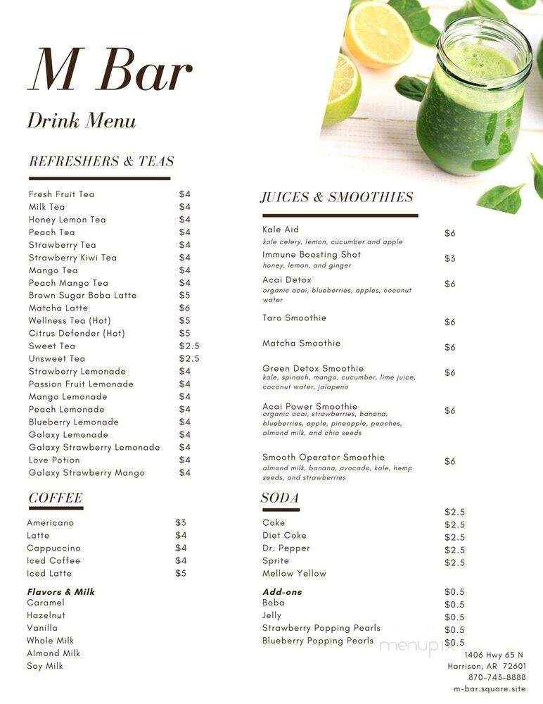 M Bar - Harrison, AR menu_pic